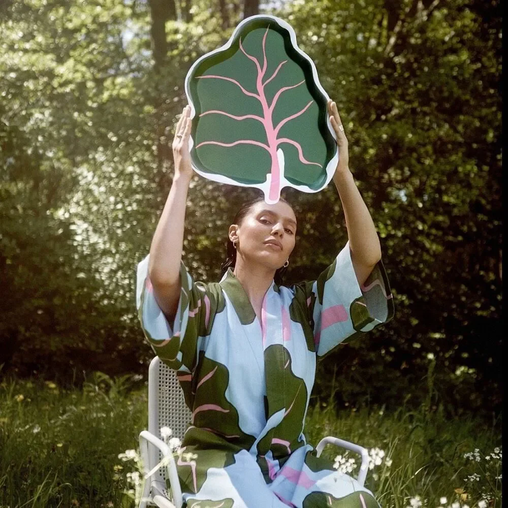 IKEA X Marimekko BASTUA‎ Green Leaf Shaped Serving Tray